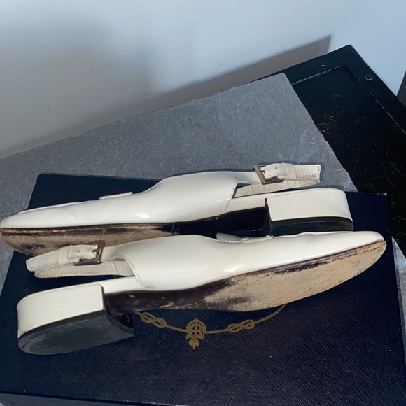 Prada white flat leather sling back sandal in size 6 - Picture 12 of 16